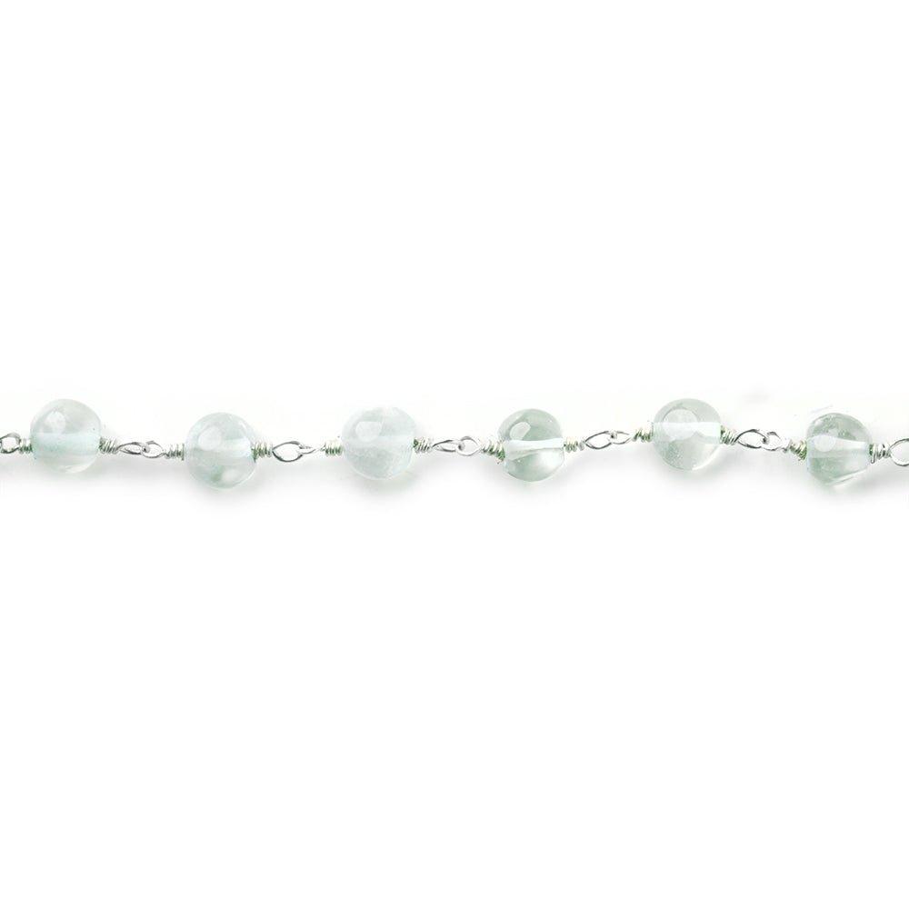 5mm Dyed Blue Quartz Plain Rounds Silver plated Chain by the foot 30 pieces - The Bead Traders