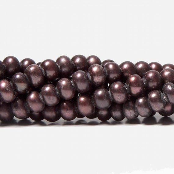 5mm Eggplant Center Drilled Button Freshwater Pearls 16 inch 120 pieces - The Bead Traders