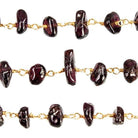 5mm Garnet plain chips on Gold Chain by the foot - The Bead Traders