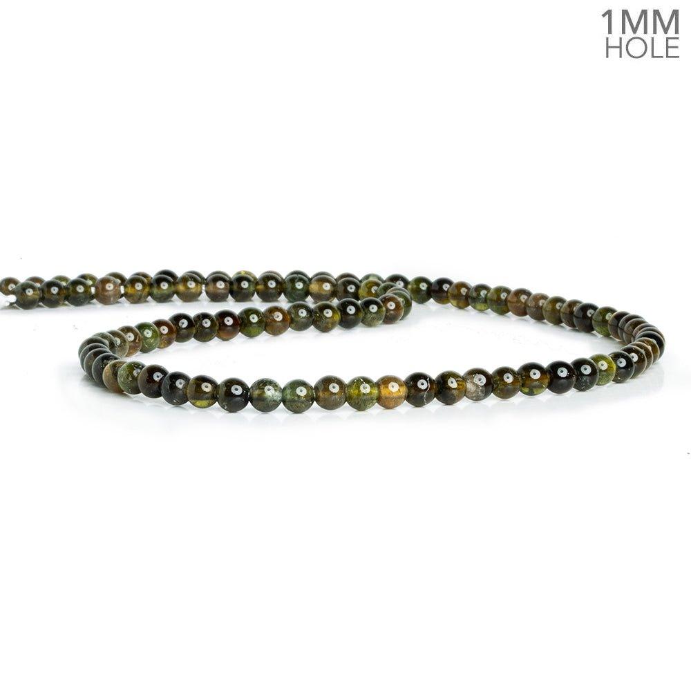 5mm Green Brown Tourmaline Plain Rounds 16 inch 85 beads - The Bead Traders