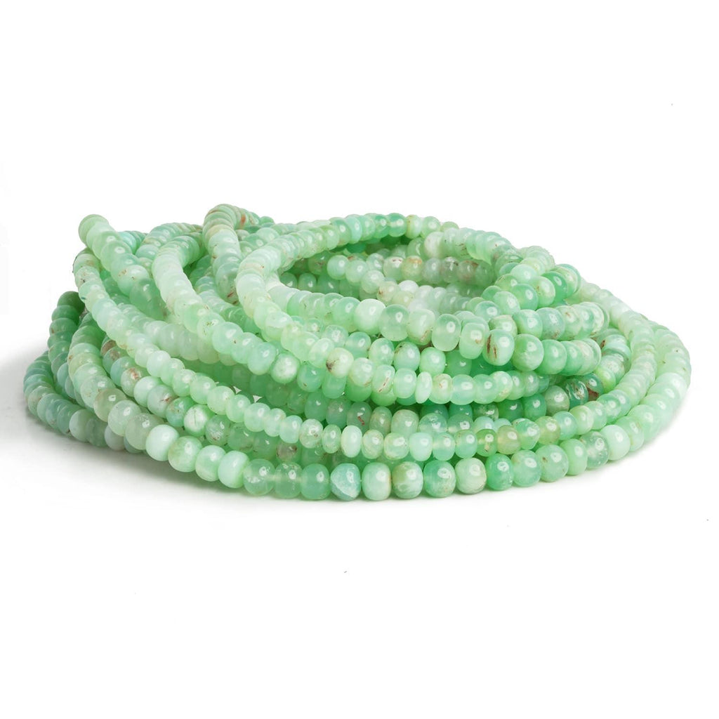 5mm Green Tanzanian Opal Plain Rondelles 18 inch 110 beads - The Bead Traders