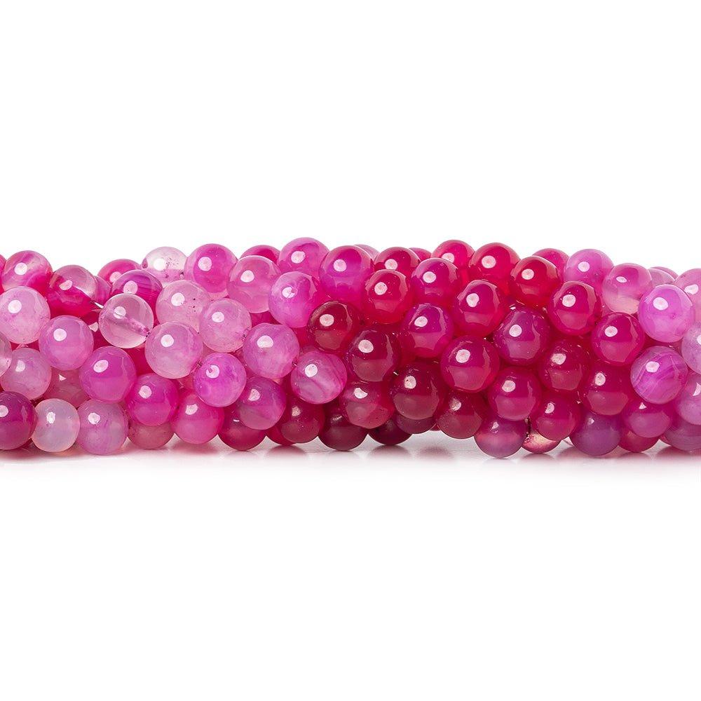 5mm Hot Pink Chalcedony Plain Round Beads 8 inch 40 pieces - The Bead Traders