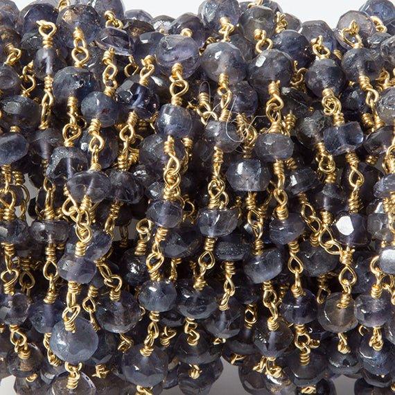 5mm Iolite faceted rondelle 22kt Gold Filled Chain by the foot - The Bead Traders