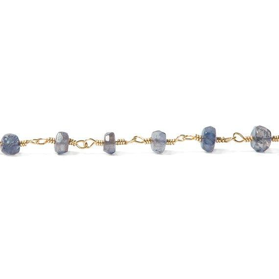 5mm Iolite faceted rondelle 22kt Gold Filled Chain by the foot - The Bead Traders