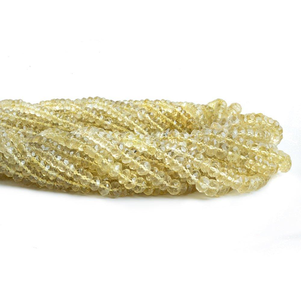 5mm Lemon Quartz Faceted Rondelle Beads 14 inch 115 pieces - The Bead Traders