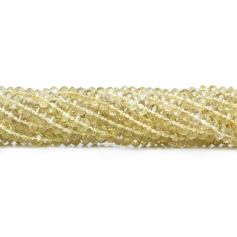 5mm Lemon Quartz Faceted Rondelle Beads 14 inch 115 pieces - The Bead Traders