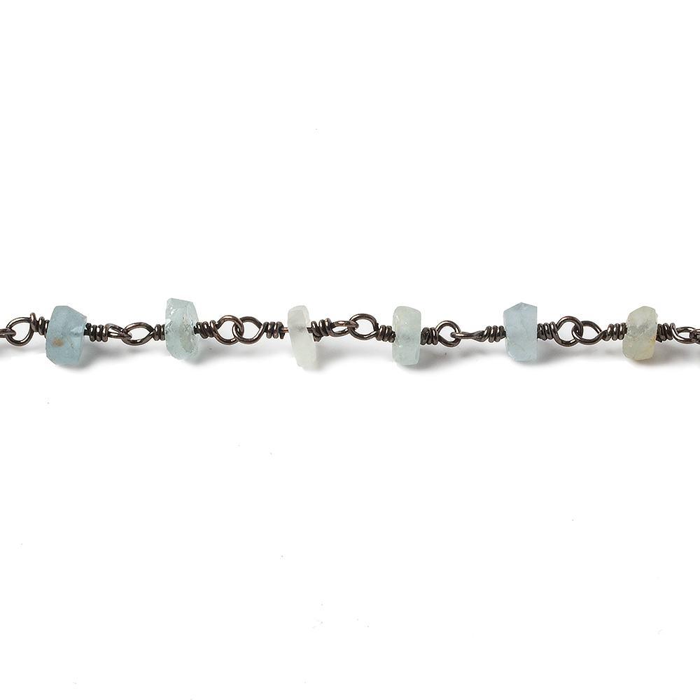 5mm Matte Multi Beryl rondelle Black Gold Chain by the foot with 29 pieces - The Bead Traders