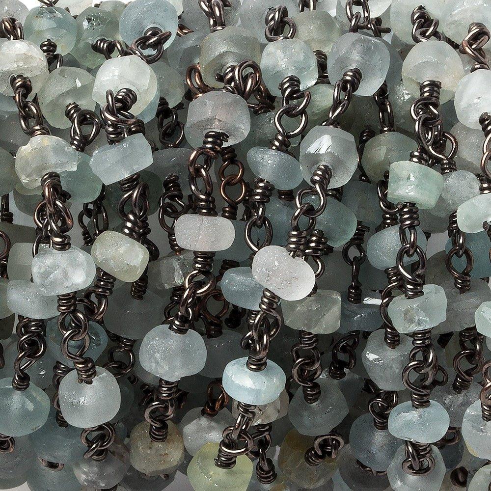 5mm Matte Multi Beryl rondelle Black Gold Chain by the foot with 29 pieces - The Bead Traders
