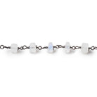 5mm Matte Rainbow Moonstone Plain Rondelles on Black Gold Plated Chain 35pcs - The Bead Traders