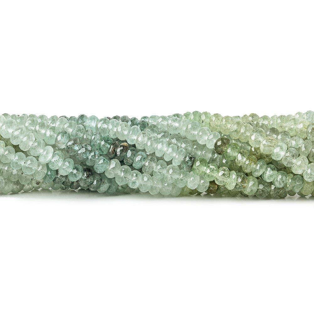 5mm Moss Aquamarine faceted rondelles 14 inches 120 beads - The Bead Traders