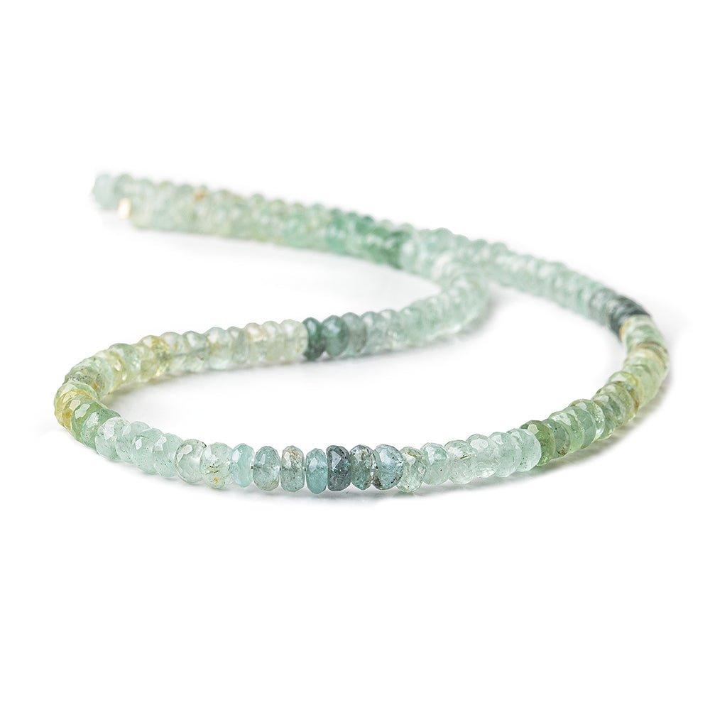 5mm Moss Aquamarine faceted rondelles 14 inches 120 beads - The Bead Traders