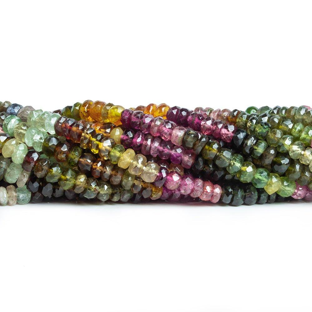 5mm Multi Color Tourmaline Faceted Rondelle Beads 12 inch 130 pieces - The Bead Traders