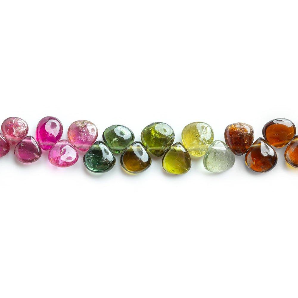 5mm Multi Color Tourmaline Plain Heart Beads 8 inch 71 pieces - The Bead Traders