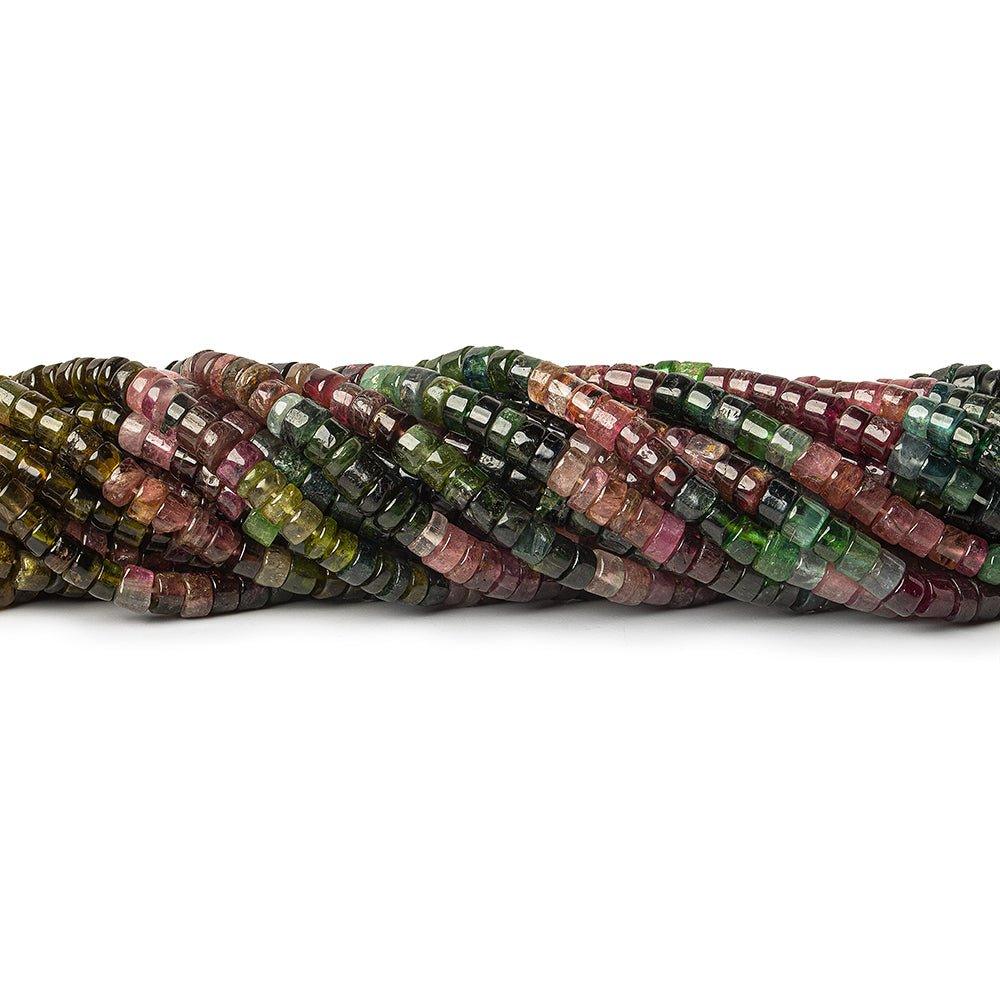 5mm Multi Color Tourmaline Plain Heishi 97 beads 14 inch - The Bead Traders