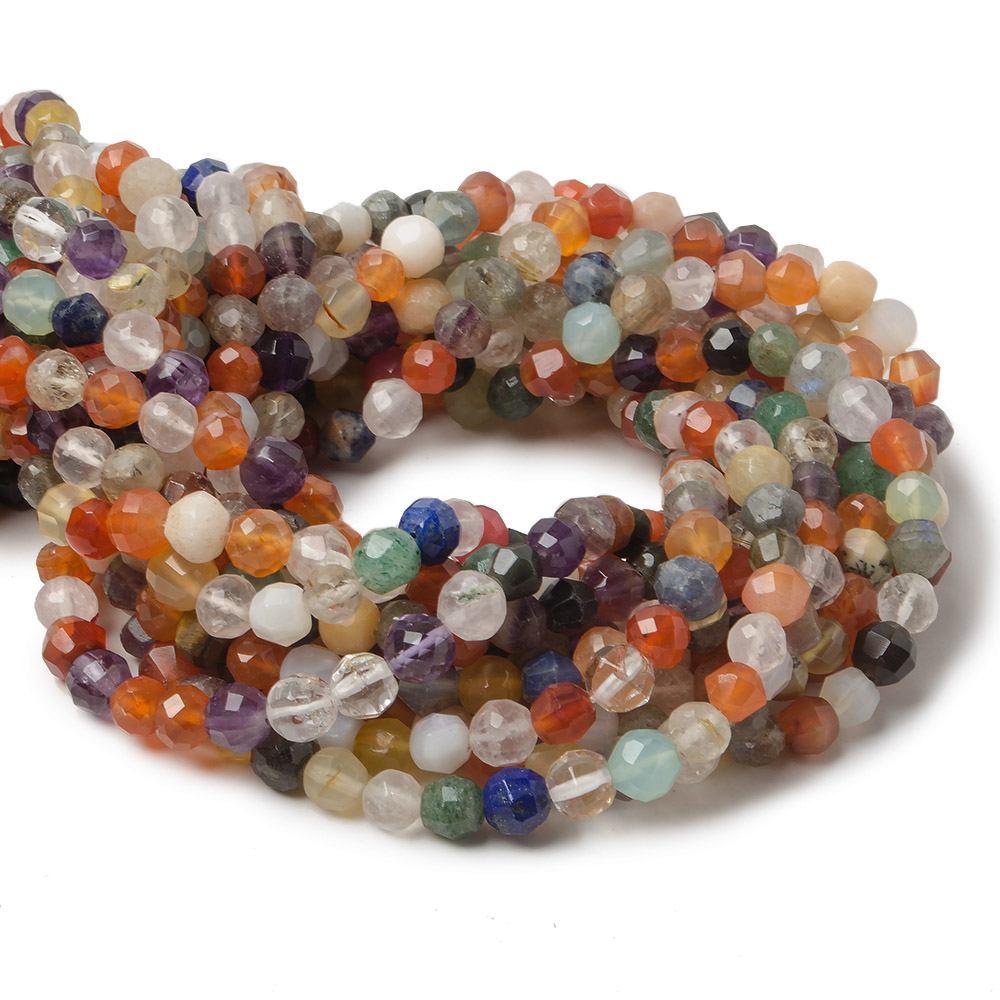 5mm Multi Gemstone Beads Faceted Round, 14" length, 69 pieces - The Bead Traders