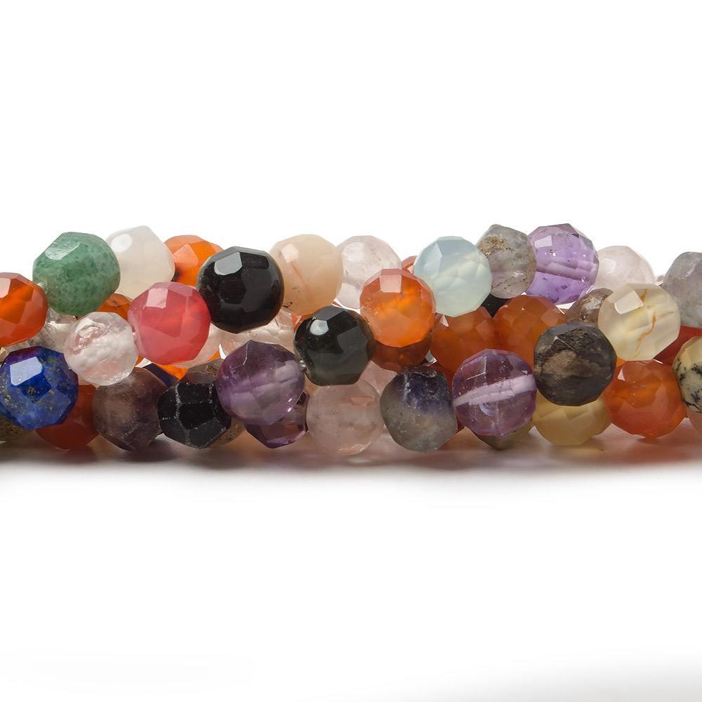 5mm Multi Gemstone Beads Faceted Round, 14" length, 69 pieces - The Bead Traders