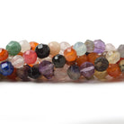 5mm Multi Gemstone Beads Faceted Round, 14" length, 69 pieces - The Bead Traders