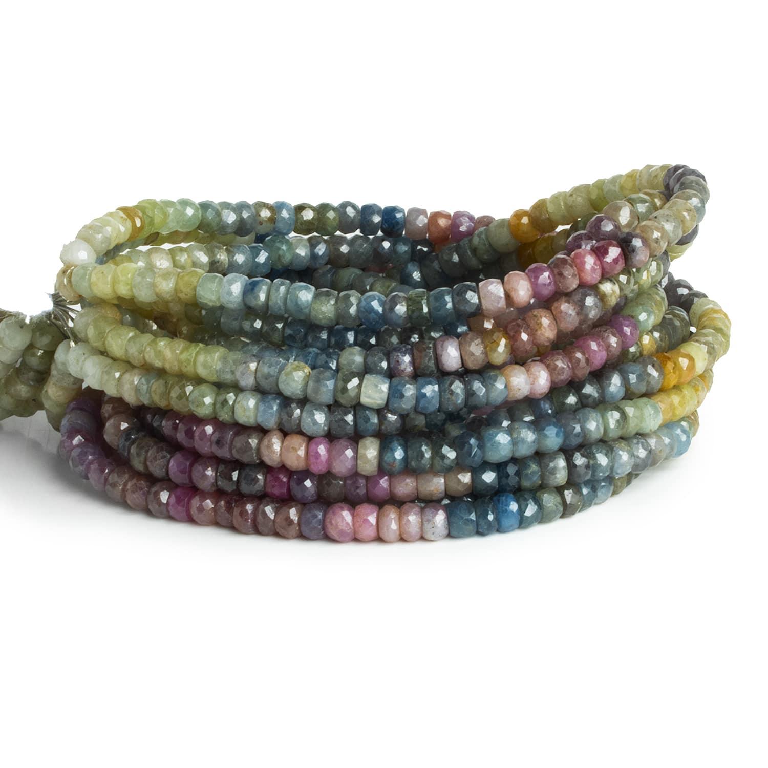 5mm Multicolor Sapphire Handcut Rondelles 16 inch 125 beads - The Bead Traders
