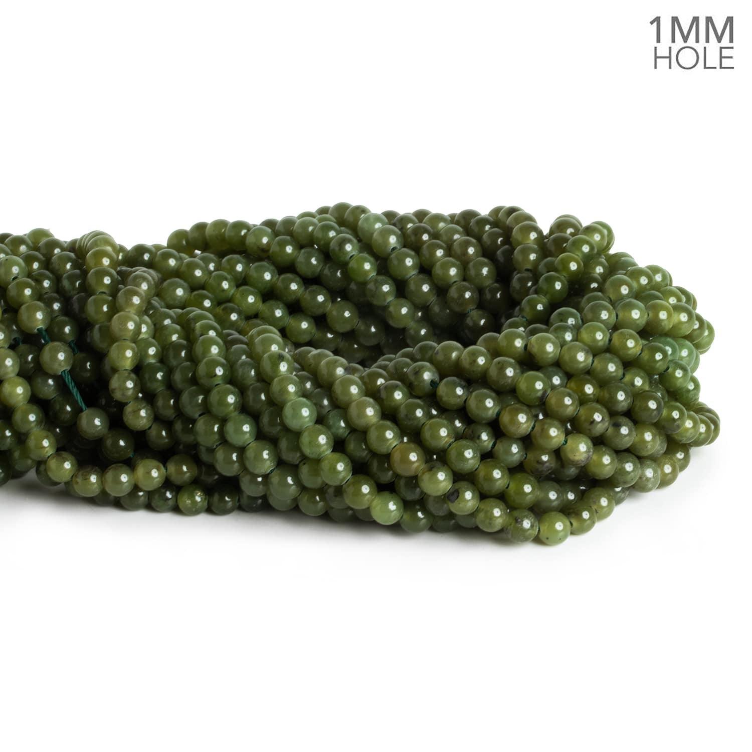 5mm Nephrite Jade Plain Rounds 15 inch 75 pieces - The Bead Traders