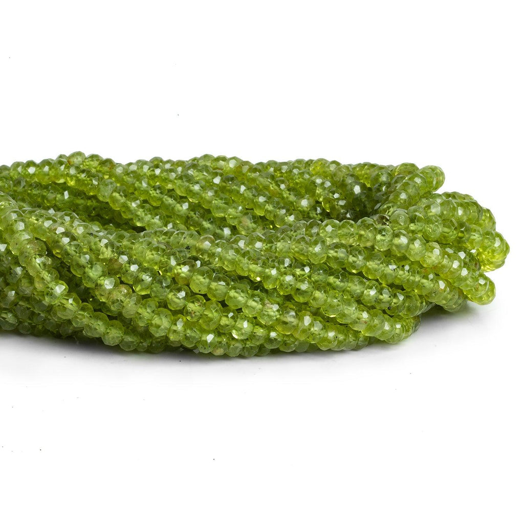 5mm Peridot Faceted Rondelles 12 inch 110 beads - The Bead Traders