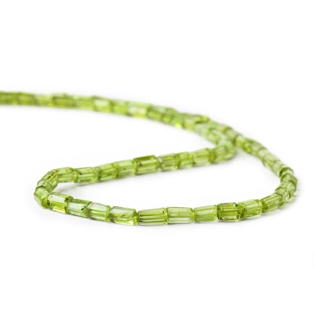 5mm Peridot Faceted Tube Beads, 14 inch - The Bead Traders