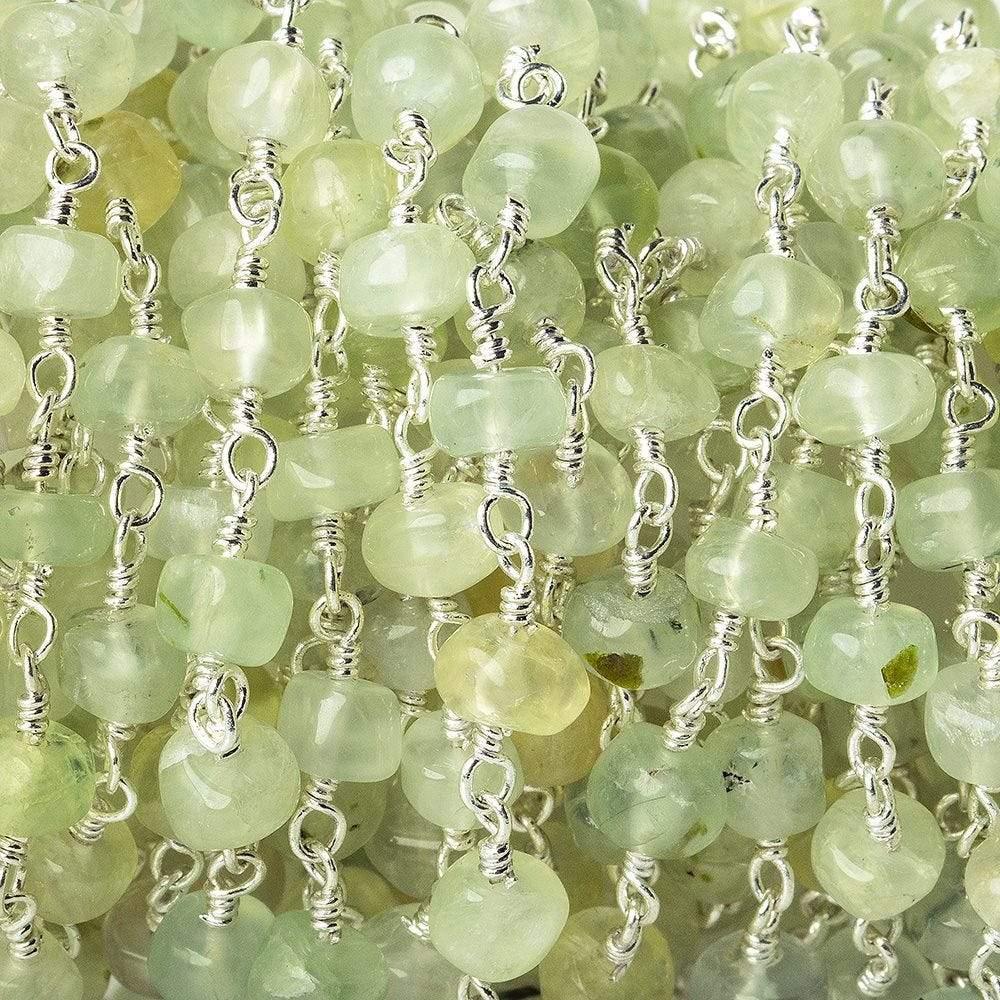 5mm Prehnite plain rondelle Silver plated Chain by the foot - The Bead Traders