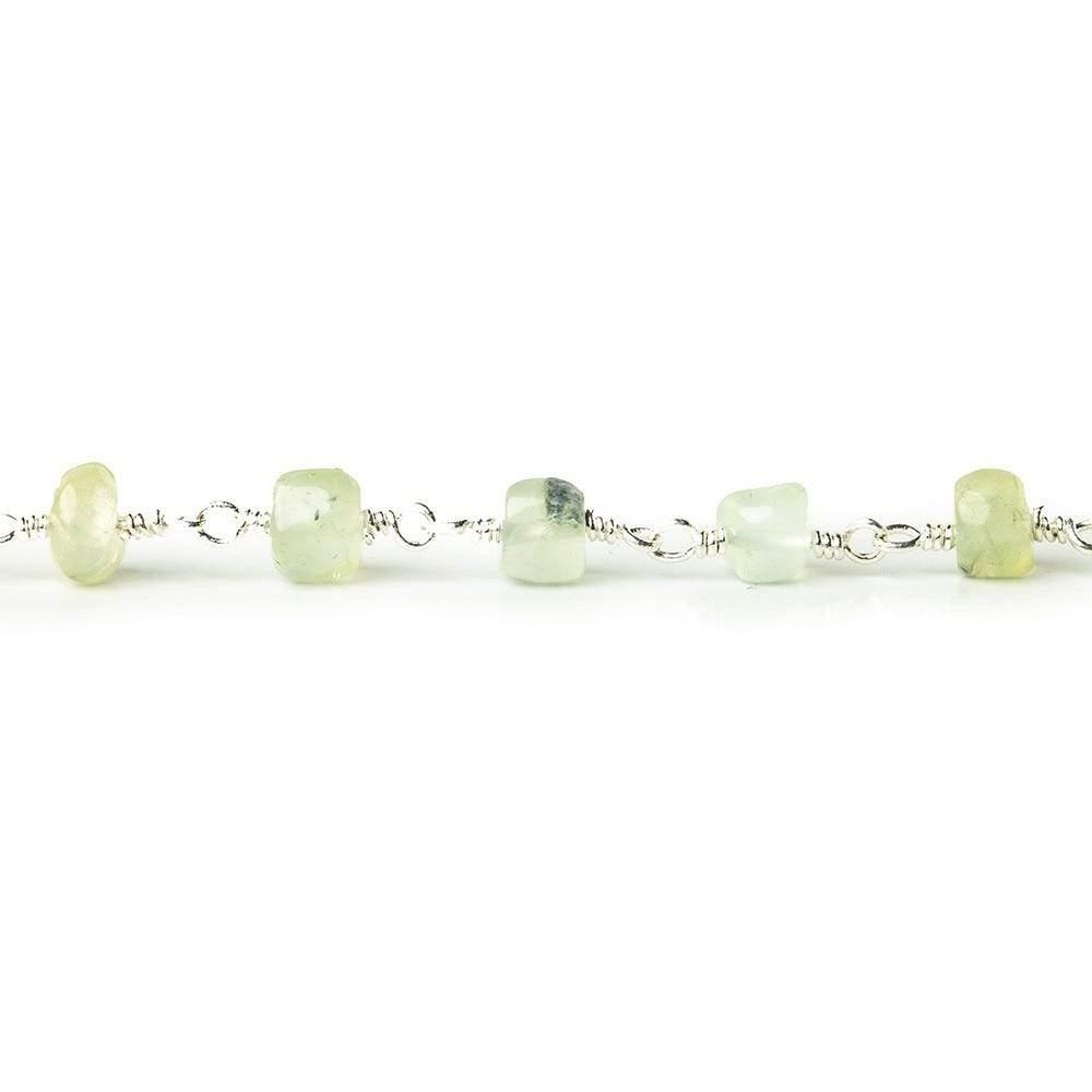 5mm Prehnite plain rondelle Silver plated Chain by the foot - The Bead Traders