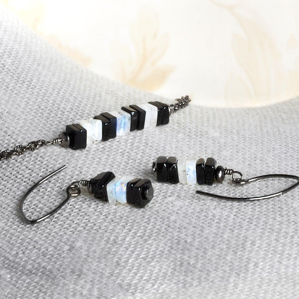 5mm Rainbow Moonstone Square Heishis 16 inch 190 beads - The Bead Traders