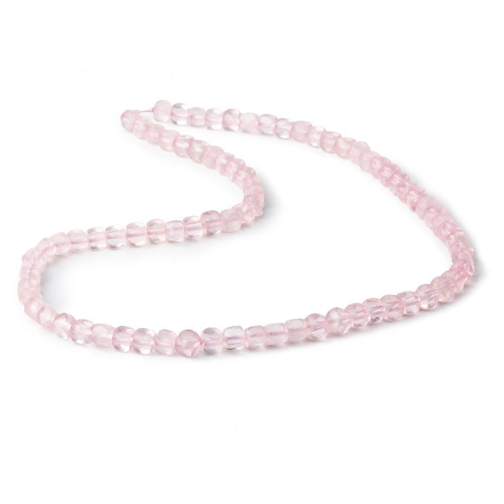 5mm Rose Quartz micro faceted cubes 12 inch 80 beads - The Bead Traders