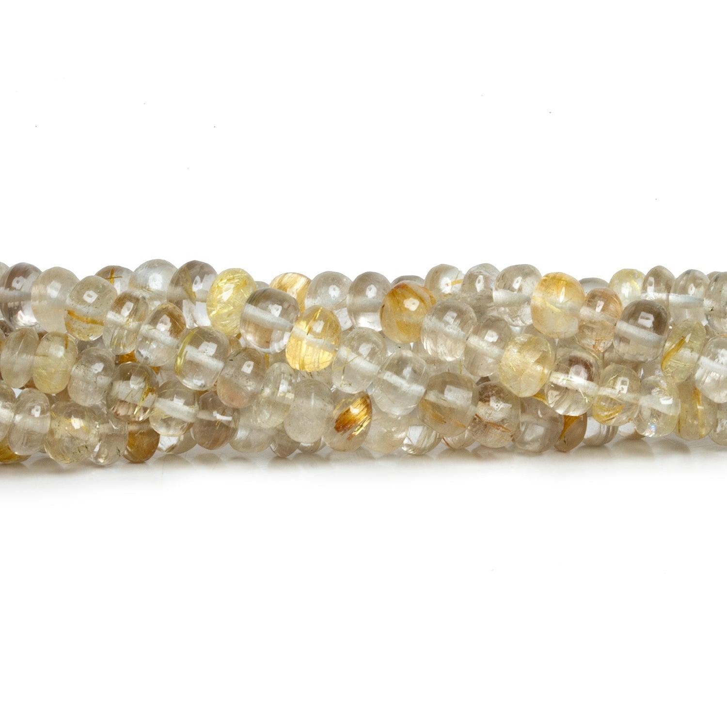5mm Rutilated Quartz Plain Rondelles 8 inch 55 beads - The Bead Traders