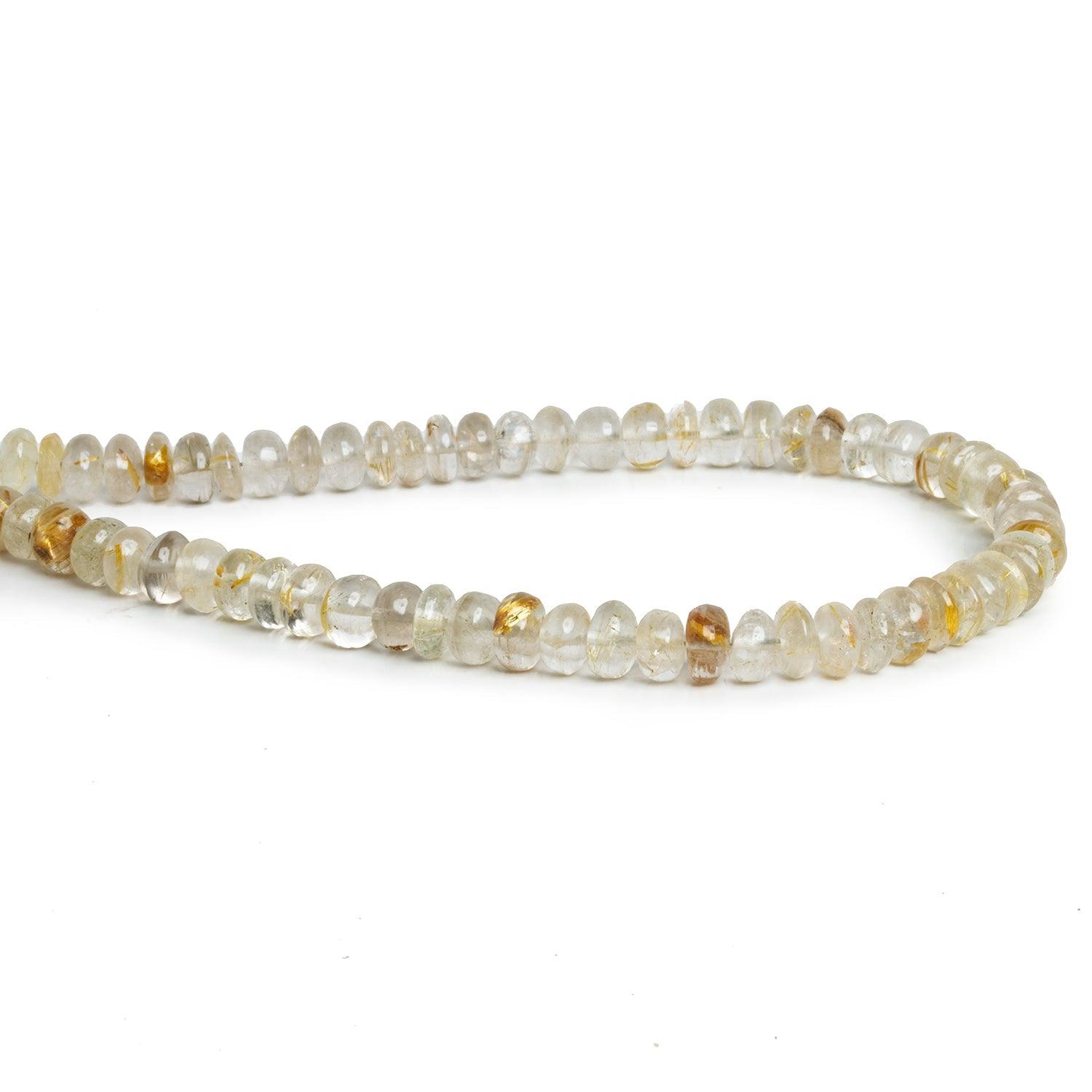 5mm Rutilated Quartz Plain Rondelles 8 inch 55 beads - The Bead Traders
