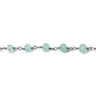 5mm Seafoam Chalcedony Rondelle Black Gold Chain 33 beads - The Bead Traders