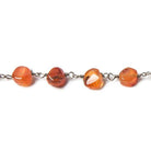 5mm Shaded Carnelian plain coin Black Gold Chain by the foot 27 pcs - The Bead Traders