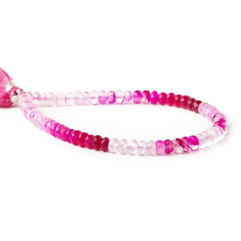 5mm Shaded Hot Pink Chalcedony faceted rondelles 8.5 inch 67 pieces - The Bead Traders