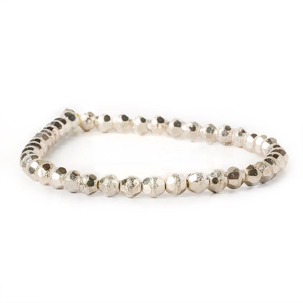 5mm Sterling Silver Plated Brass Faceted Stardust Round Beads, 8 inch - The Bead Traders