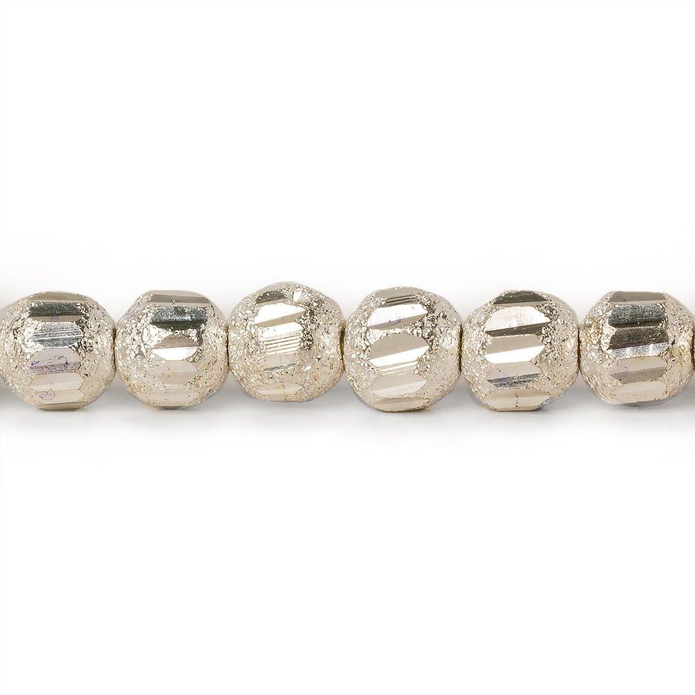 5mm Sterling Silver Plated Brass Stardust Round Beads, 8 inch - The Bead Traders