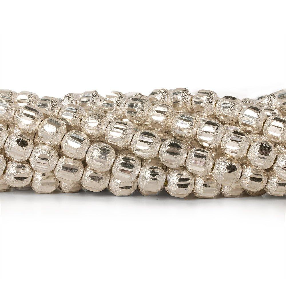 5mm Sterling Silver Plated Brass Stardust Round Beads, 8 inch - The Bead Traders