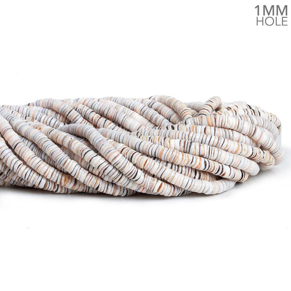 5mm Tan Shell Plain Heishi Beads 16 inch 315 pieces - The Bead Traders