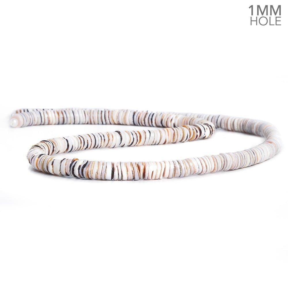 5mm Tan Shell Plain Heishi Beads 16 inch 315 pieces - The Bead Traders
