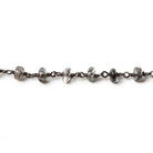 5mm Tourmalinated Quartz rondelle Black Gold Rosary Chain by the foot 36 beads - The Bead Traders