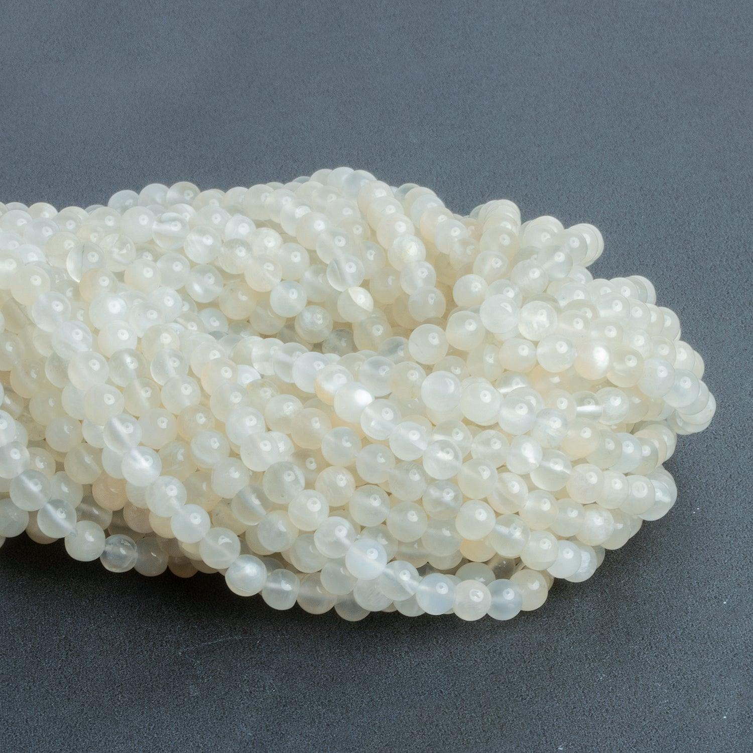 5mm White Moonstone Handcut Rounds 12 inch 65 pieces - The Bead Traders
