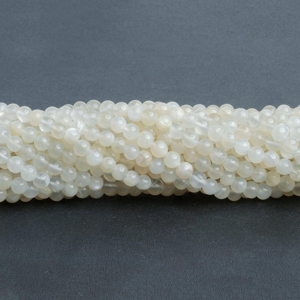5mm White Moonstone Handcut Rounds 12 inch 65 pieces