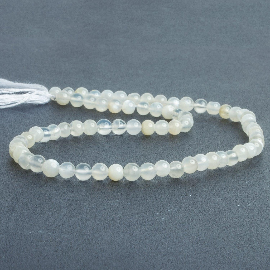 5mm White Moonstone Handcut Rounds 12 inch 65 pieces - The Bead Traders