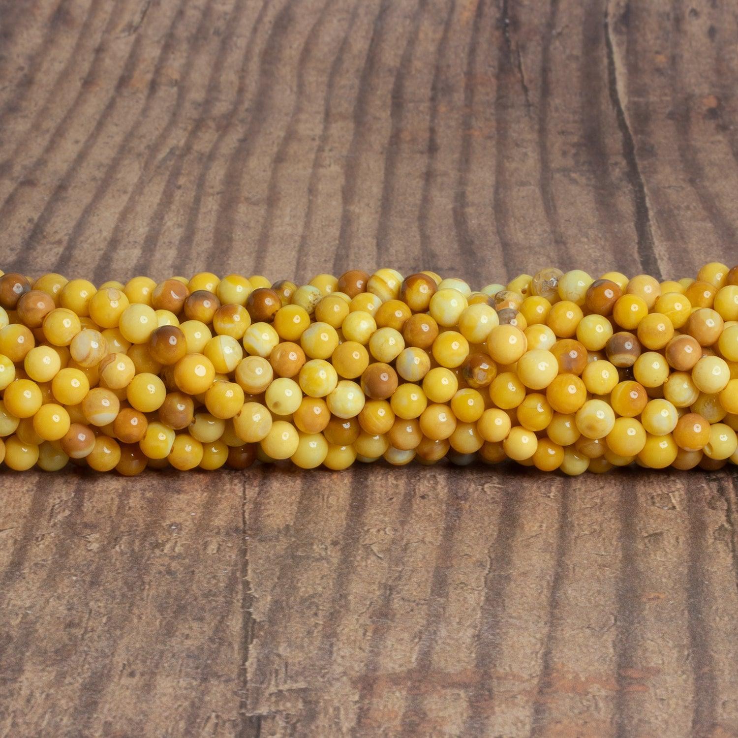 5mm Yellow Opal Plain Rounds 12 inch 60 beads - The Bead Traders