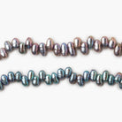 5x3-7x4mm Peacock Blue & Lilac Side Drilled Baroque Freshwater Pearls Set of 2 strands 31 inches - The Bead Traders
