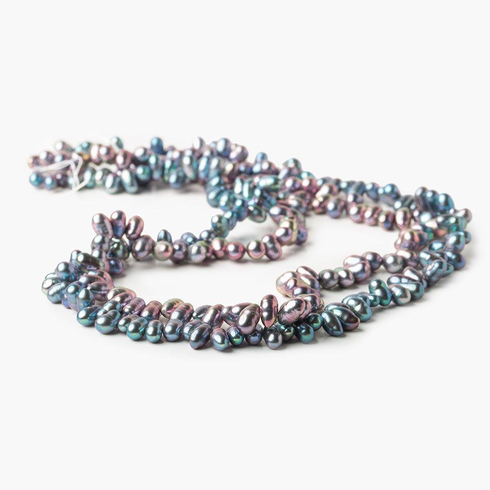 5x3-7x4mm Peacock Blue & Lilac Side Drilled Baroque Freshwater Pearls Set of 2 strands 31 inches - The Bead Traders