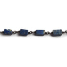 5x3-8x4mm Lapis Lazuli rectangle Black Gold plated Chain by the foot 25 pieces - The Bead Traders