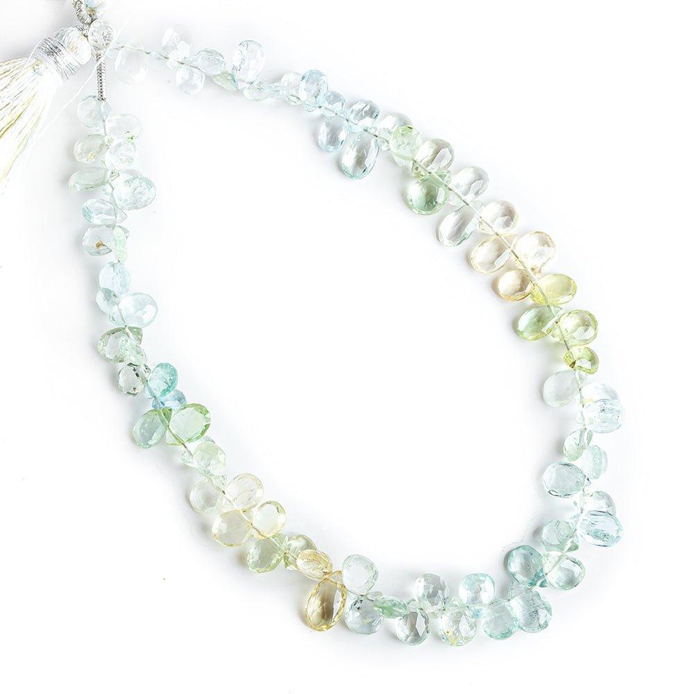 5x3.5mm-7x4.5mm Multi Color Beryl Faceted Pear Beads 8 inch 90 pieces - The Bead Traders