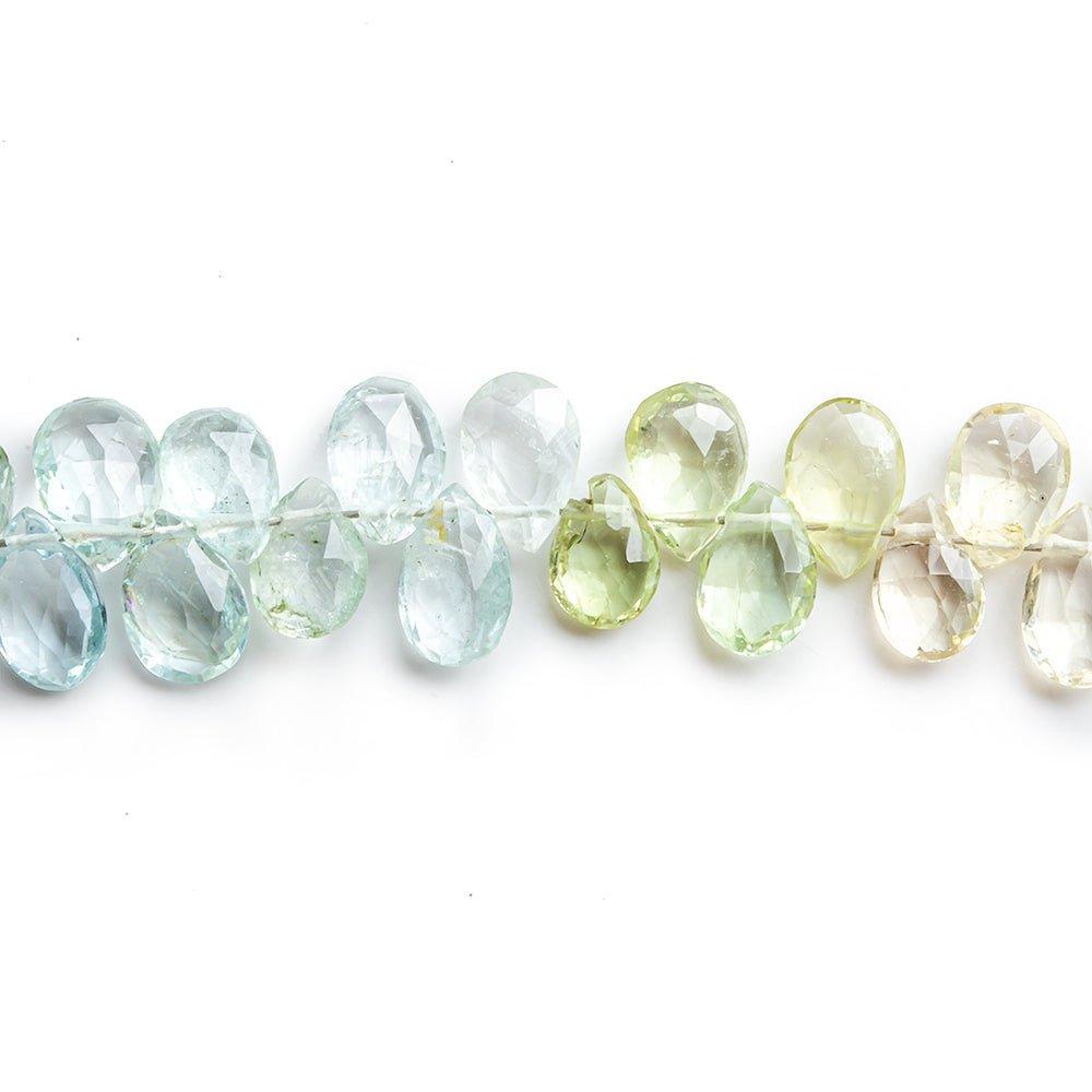 5x3.5mm-7x4.5mm Multi Color Beryl Faceted Pear Beads 8 inch 90 pieces - The Bead Traders
