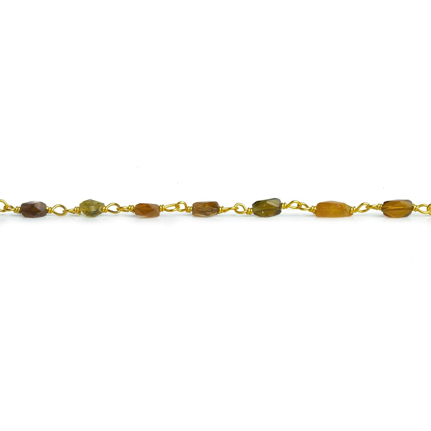 5x3mm Brown Tourmaline Faceted Nugget Gold Chain 32 beads - The Bead Traders
